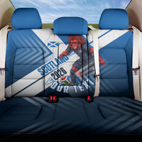Personalized Scotland Football 2026 Back Car Seat Cover Scottish Soccer Red Lion Mascot Saltire Cross