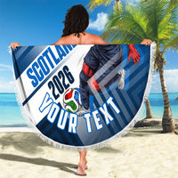 Personalized Scotland Football 2026 Beach Blanket Scottish Soccer Red Lion Mascot Saltire Cross