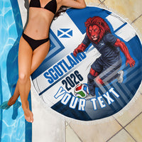 Personalized Scotland Football 2026 Beach Blanket Scottish Soccer Red Lion Mascot Saltire Cross