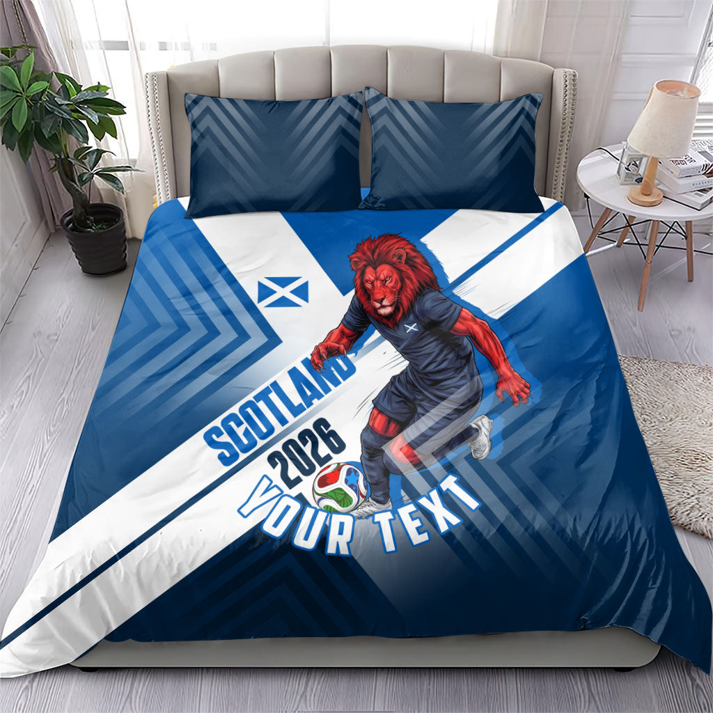 Personalized Scotland Football 2026 Bedding Set Scottish Soccer Red Lion Mascot Saltire Cross