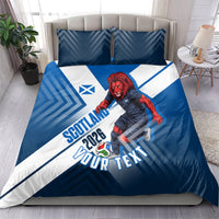 Personalized Scotland Football 2026 Bedding Set Scottish Soccer Red Lion Mascot Saltire Cross