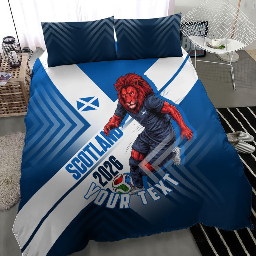 Personalized Scotland Football 2026 Bedding Set Scottish Soccer Red Lion Mascot Saltire Cross