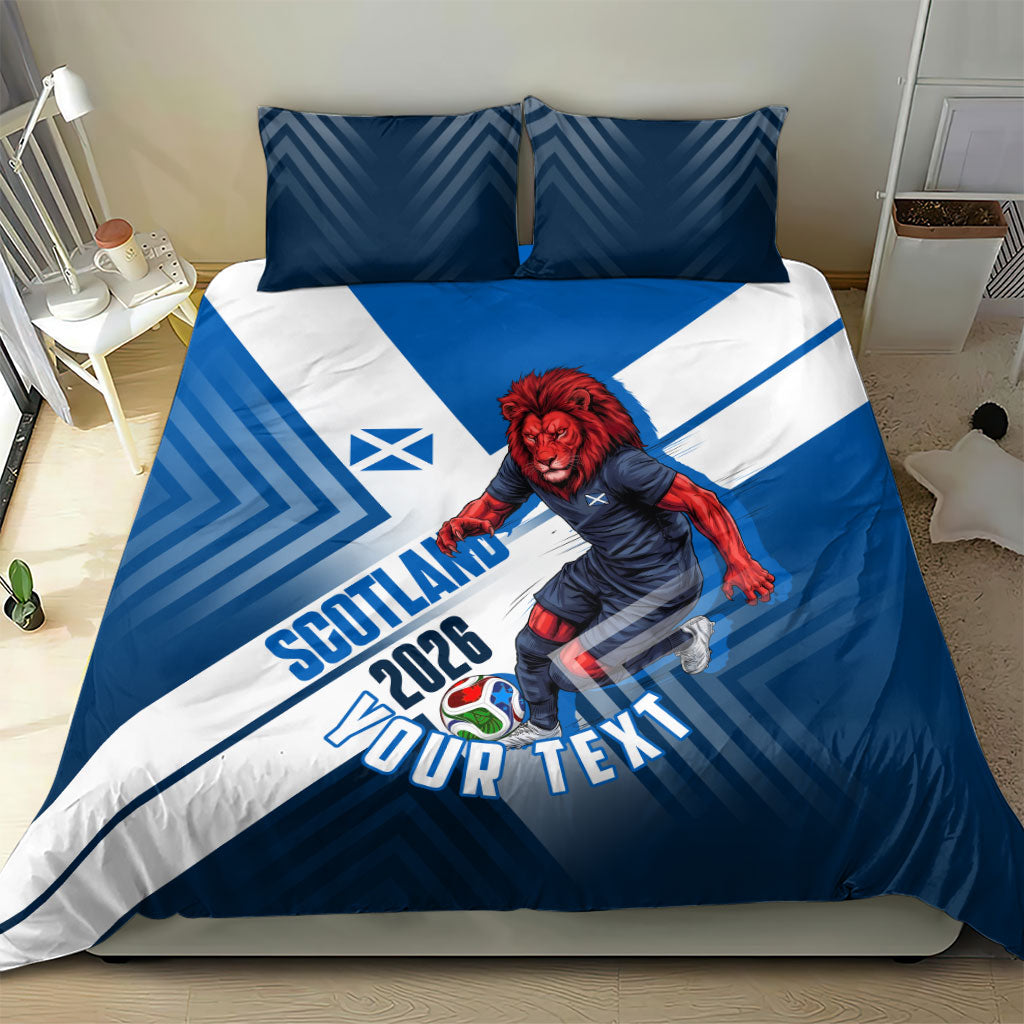 Personalized Scotland Football 2026 Bedding Set Scottish Soccer Red Lion Mascot Saltire Cross