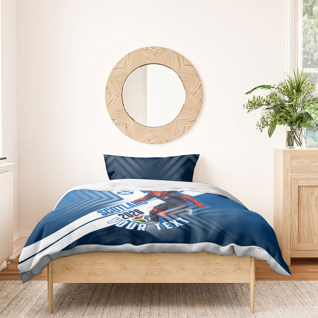 Personalized Scotland Football 2026 Bedding Set Scottish Soccer Red Lion Mascot Saltire Cross