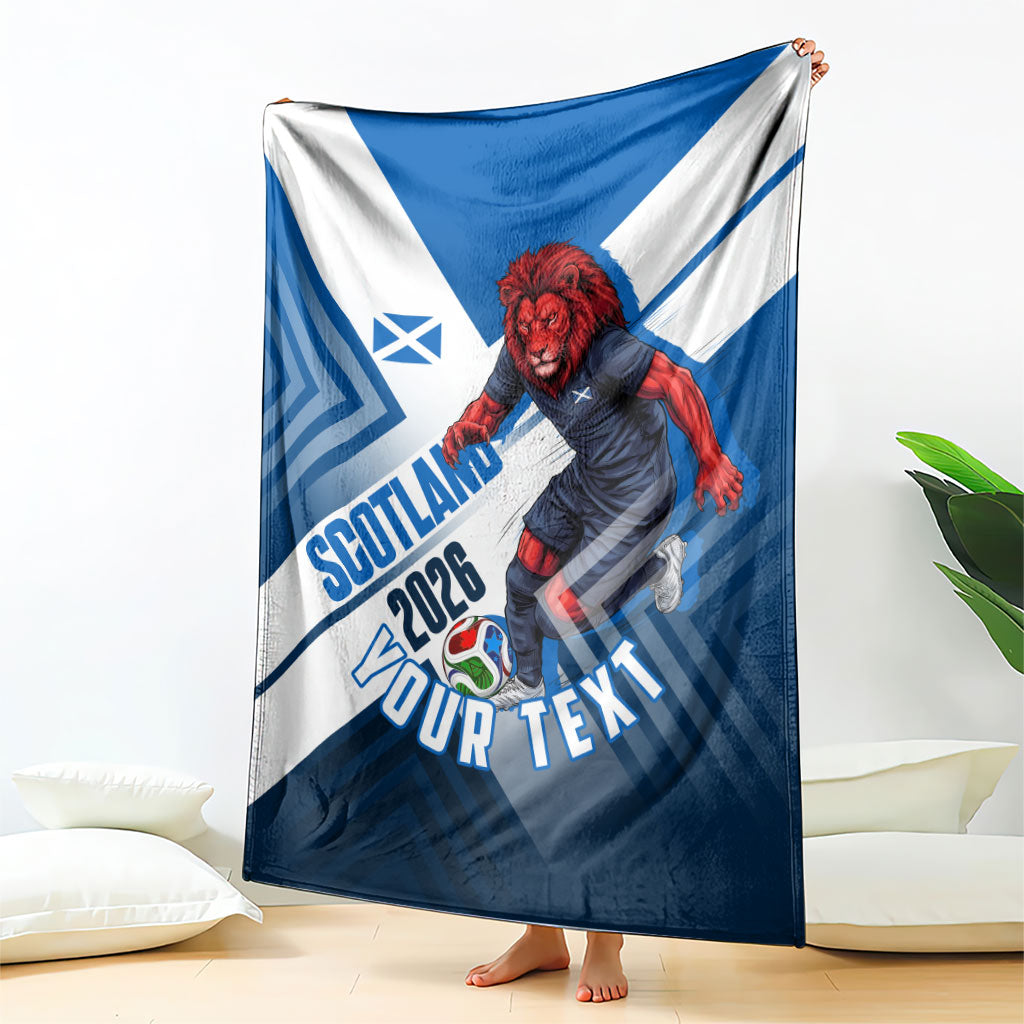 Personalized Scotland Football 2026 Blanket Scottish Soccer Red Lion Mascot Saltire Cross