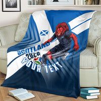 Personalized Scotland Football 2026 Blanket Scottish Soccer Red Lion Mascot Saltire Cross