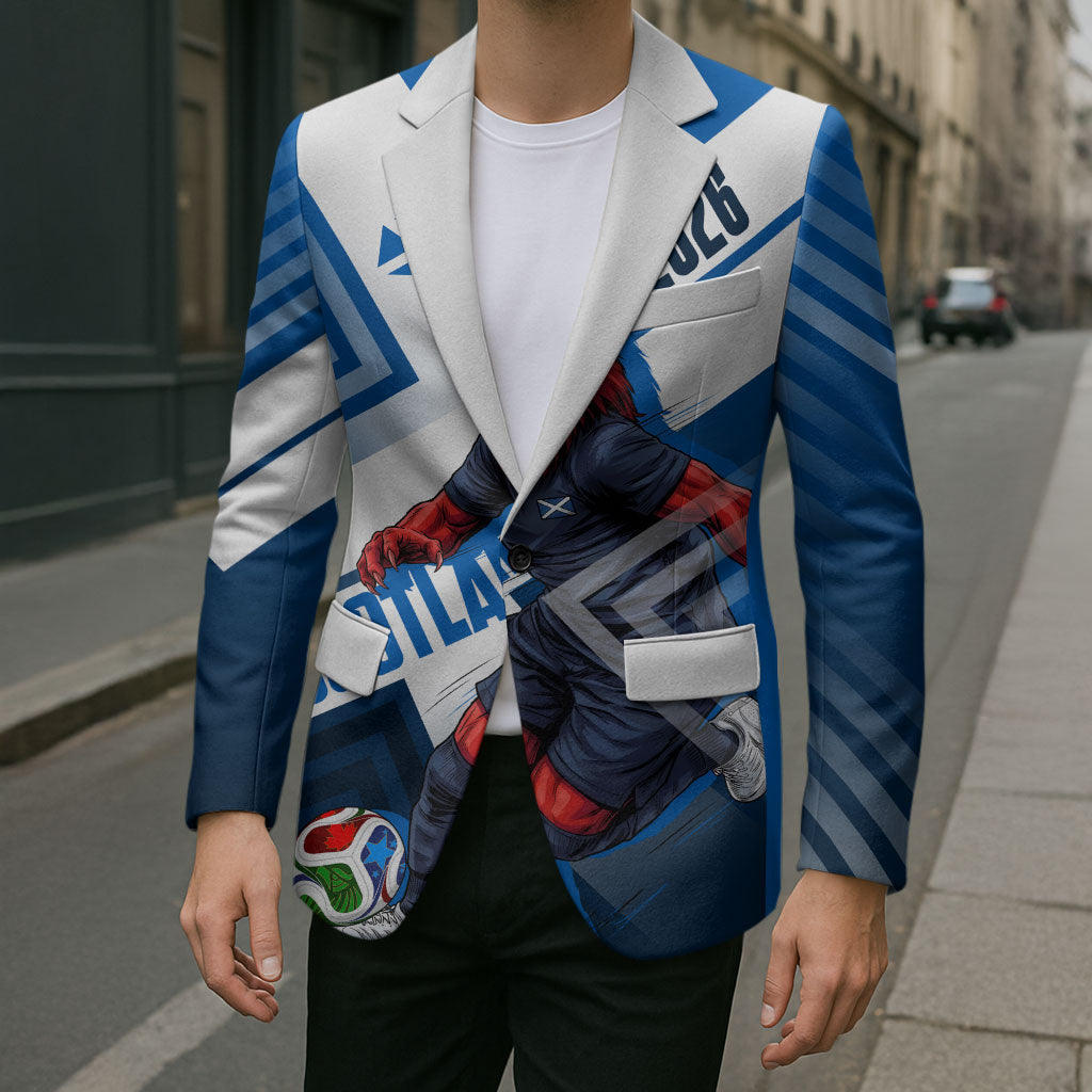 Personalized Scotland Football 2026 Blazer Scottish Soccer Red Lion Mascot Saltire Cross