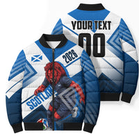 Personalized Scotland Football 2026 Bomber Puffer Jacket Scottish Soccer Red Lion Mascot Saltire Cross