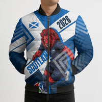 Personalized Scotland Football 2026 Bomber Puffer Jacket Scottish Soccer Red Lion Mascot Saltire Cross