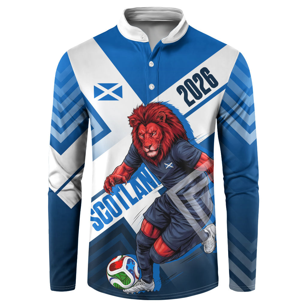 Personalized Scotland Football 2026 Button Sweatshirt Scottish Soccer Red Lion Mascot Saltire Cross