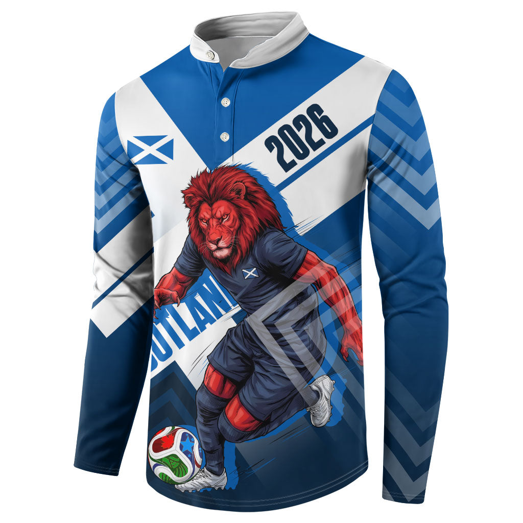 Personalized Scotland Football 2026 Button Sweatshirt Scottish Soccer Red Lion Mascot Saltire Cross