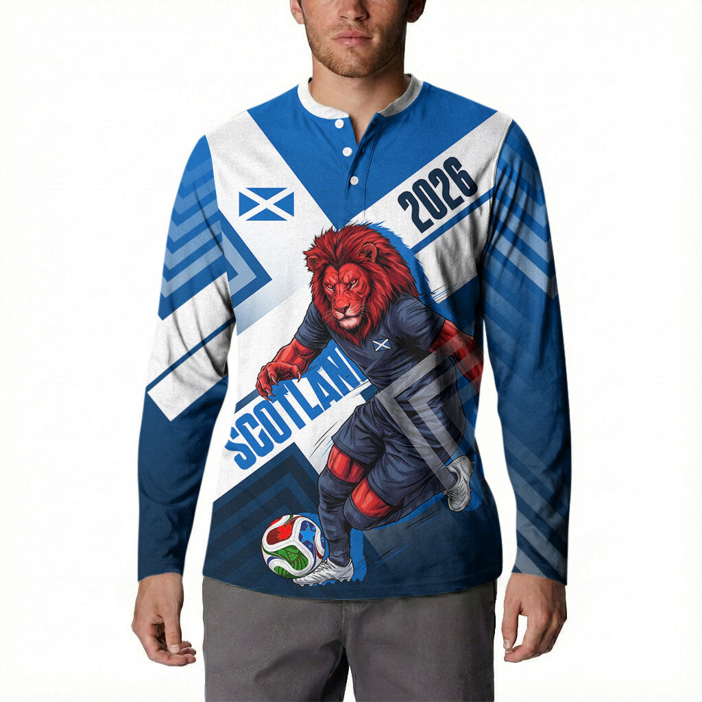 Personalized Scotland Football 2026 Button Sweatshirt Scottish Soccer Red Lion Mascot Saltire Cross