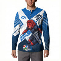 Personalized Scotland Football 2026 Button Sweatshirt Scottish Soccer Red Lion Mascot Saltire Cross