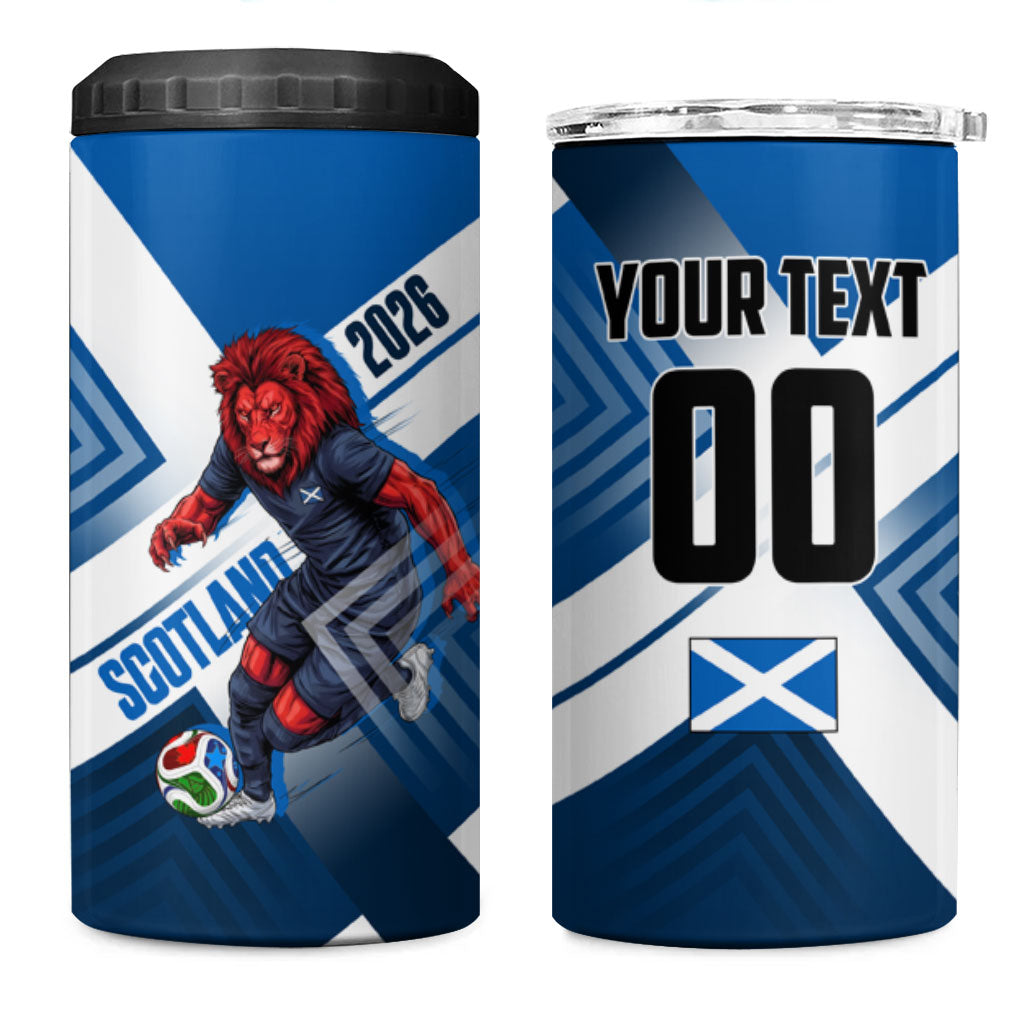 Personalized Scotland Football 2026 4 in 1 Can Cooler Tumbler Scottish Soccer Red Lion Mascot Saltire Cross