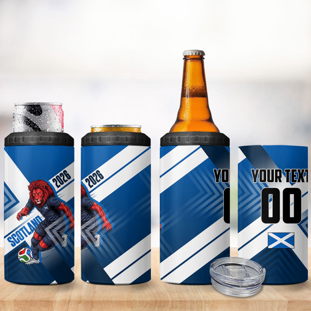Personalized Scotland Football 2026 4 in 1 Can Cooler Tumbler Scottish Soccer Red Lion Mascot Saltire Cross