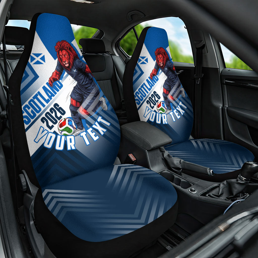 Personalized Scotland Football 2026 Car Seat Cover Scottish Soccer Red Lion Mascot Saltire Cross