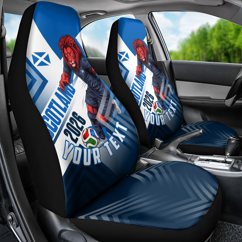 Personalized Scotland Football 2026 Car Seat Cover Scottish Soccer Red Lion Mascot Saltire Cross