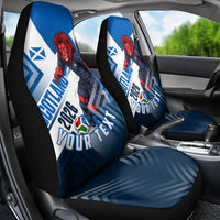 Personalized Scotland Football 2026 Car Seat Cover Scottish Soccer Red Lion Mascot Saltire Cross