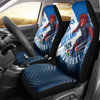 Personalized Scotland Football 2026 Car Seat Cover Scottish Soccer Red Lion Mascot Saltire Cross