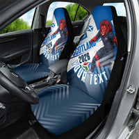 Personalized Scotland Football 2026 Car Seat Cover Scottish Soccer Red Lion Mascot Saltire Cross