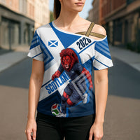 Personalized Scotland Football 2026 Cross Shoulder Shirt Scottish Soccer Red Lion Mascot Saltire Cross