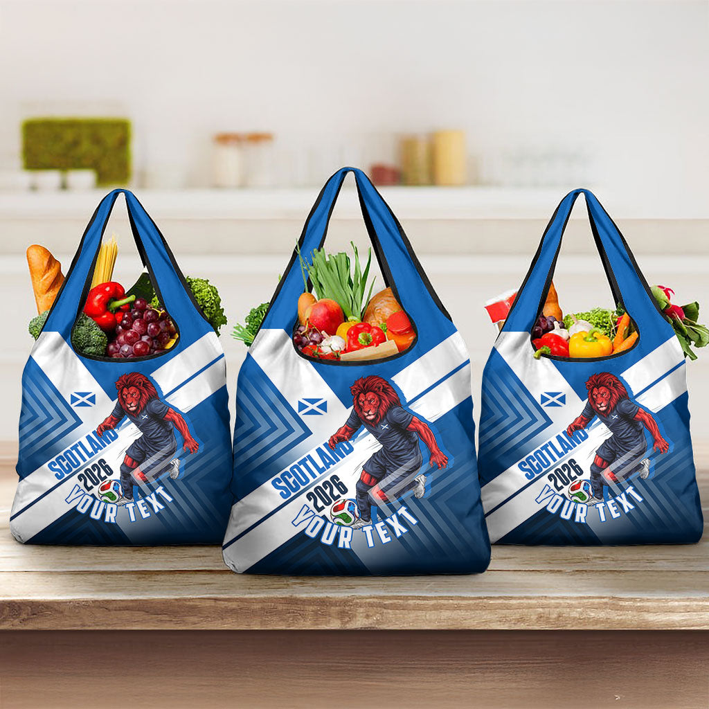 Personalized Scotland Football 2026 Grocery Bag Scottish Soccer Red Lion Mascot Saltire Cross
