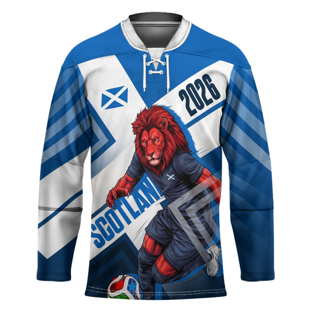 Personalized Scotland Football 2026 Hockey Jersey Scottish Soccer Red Lion Mascot Saltire Cross