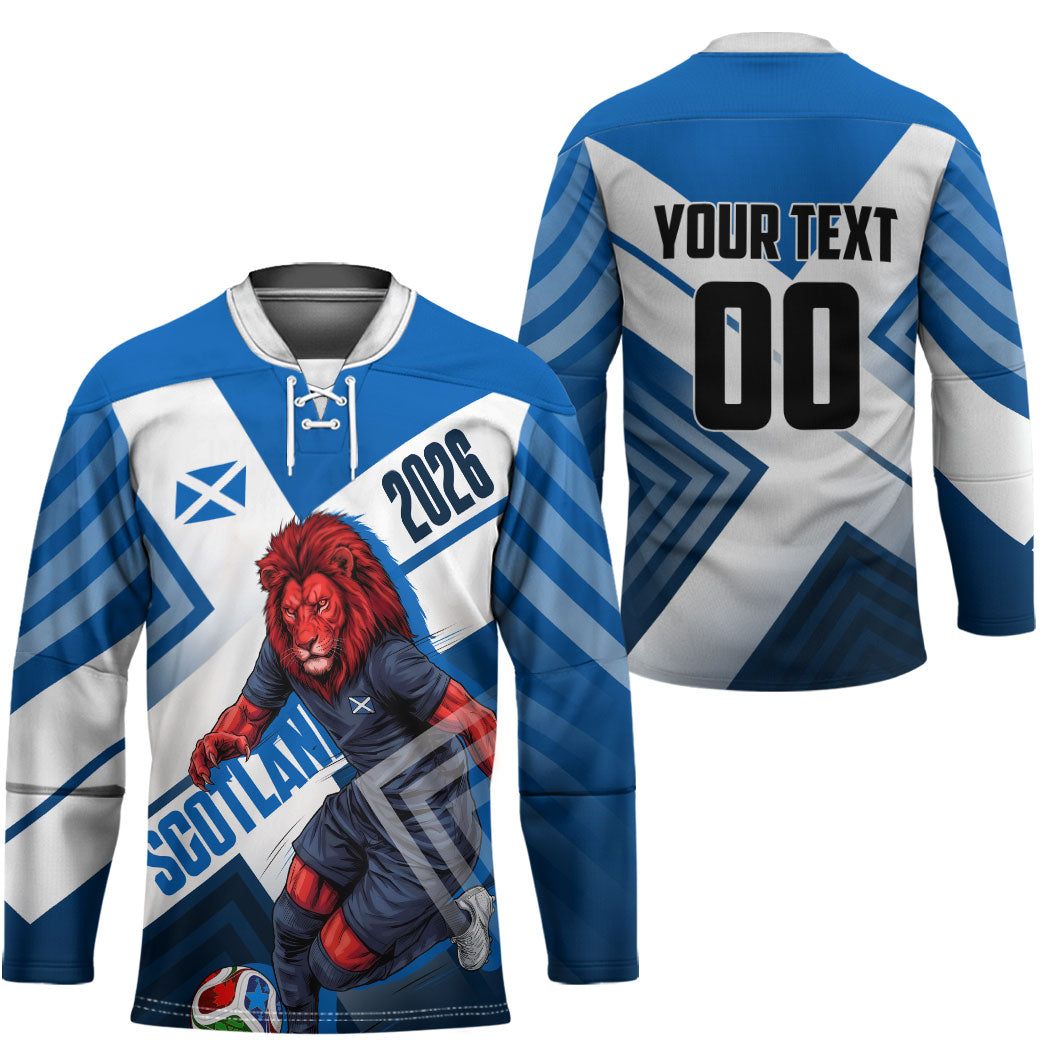 Personalized Scotland Football 2026 Hockey Jersey Scottish Soccer Red Lion Mascot Saltire Cross