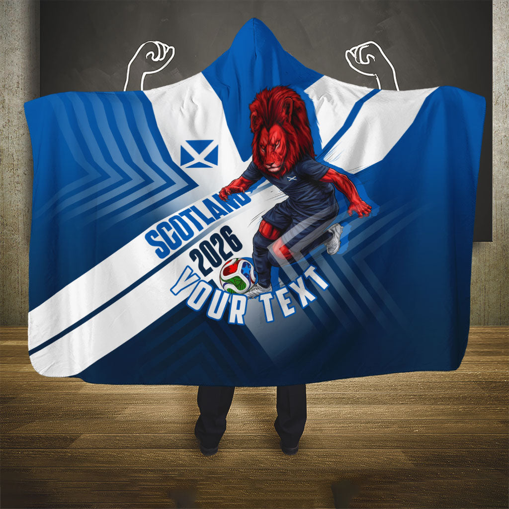 Personalized Scotland Football 2026 Hooded Blanket Scottish Soccer Red Lion Mascot Saltire Cross
