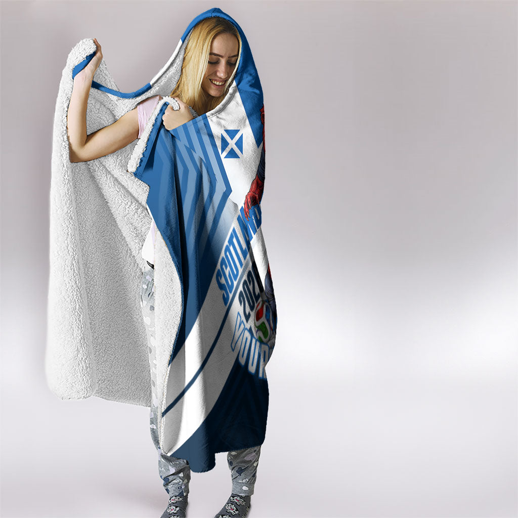 Personalized Scotland Football 2026 Hooded Blanket Scottish Soccer Red Lion Mascot Saltire Cross