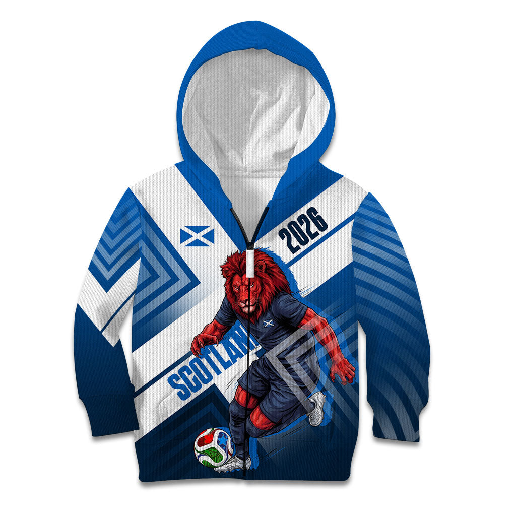 Personalized Scotland Football 2026 Kid Hoodie Scottish Soccer Red Lion Mascot Saltire Cross
