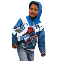 Personalized Scotland Football 2026 Kid Hoodie Scottish Soccer Red Lion Mascot Saltire Cross