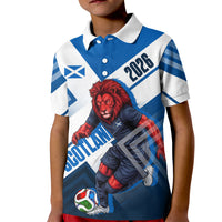Personalized Scotland Football 2026 Kid Polo Shirt Scottish Soccer Red Lion Mascot Saltire Cross