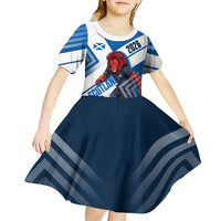 Personalized Scotland Football 2026 Kid Short Sleeve Dress Scottish Soccer Red Lion Mascot Saltire Cross