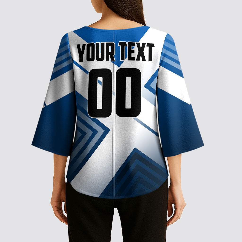 Personalized Scotland Football 2026 Kimono Sleeve Blouse Scottish Soccer Red Lion Mascot Saltire Cross