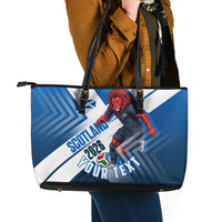 Personalized Scotland Football 2026 Leather Tote Bag Scottish Soccer Red Lion Mascot Saltire Cross
