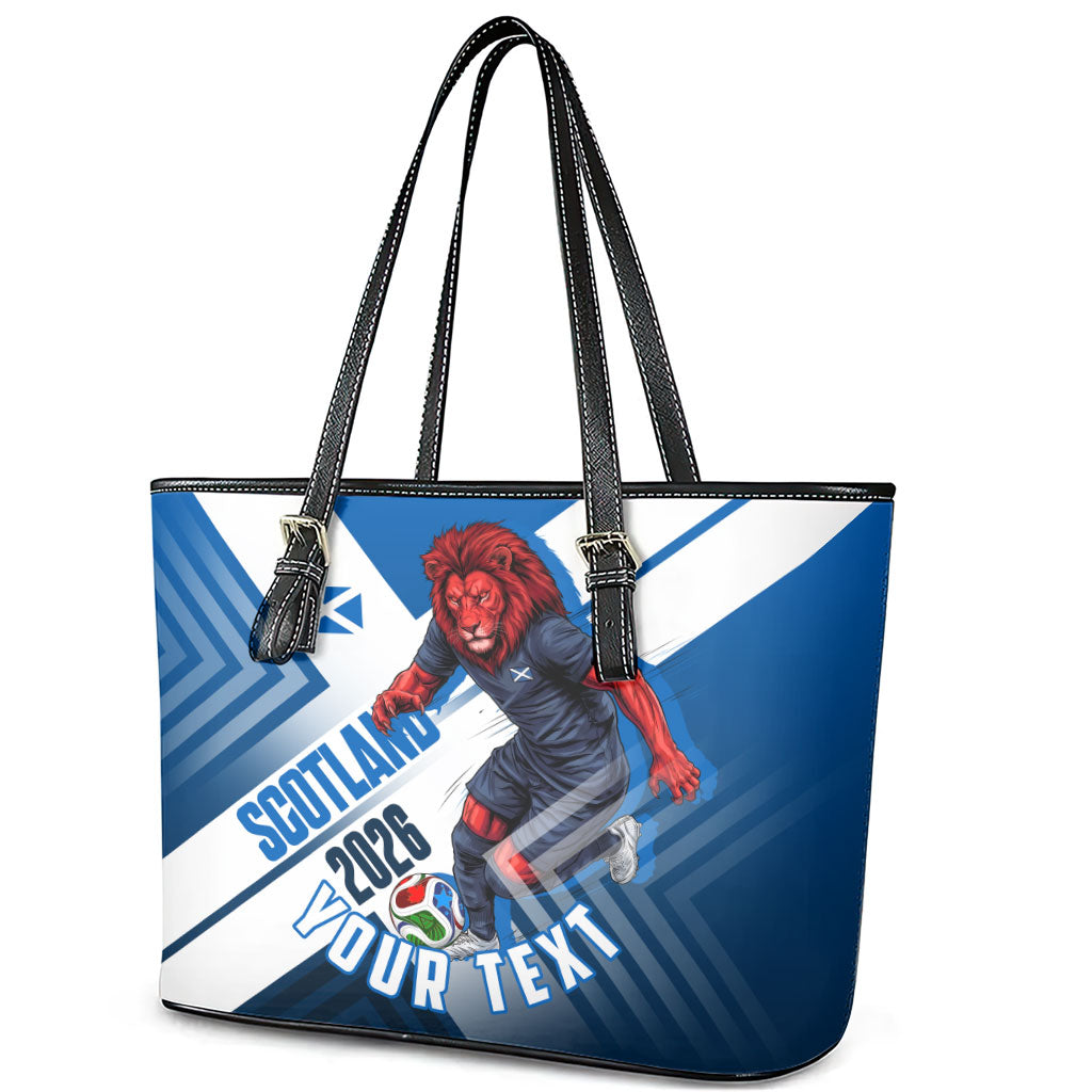 Personalized Scotland Football 2026 Leather Tote Bag Scottish Soccer Red Lion Mascot Saltire Cross