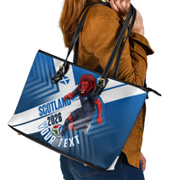 Personalized Scotland Football 2026 Leather Tote Bag Scottish Soccer Red Lion Mascot Saltire Cross
