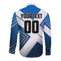 Personalized Scotland Football 2026 Long Sleeve Button Shirt Scottish Soccer Red Lion Mascot Saltire Cross