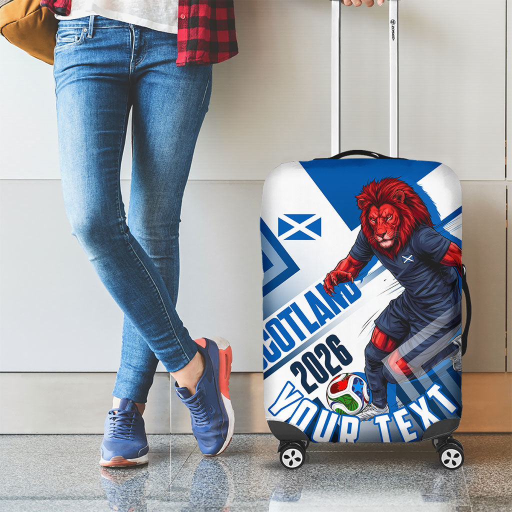 Personalized Scotland Football 2026 Luggage Cover Scottish Soccer Red Lion Mascot Saltire Cross