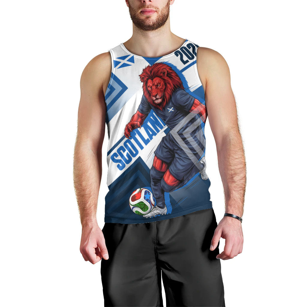 Personalized Scotland Football 2026 Men Tank Top Scottish Soccer Red Lion Mascot Saltire Cross