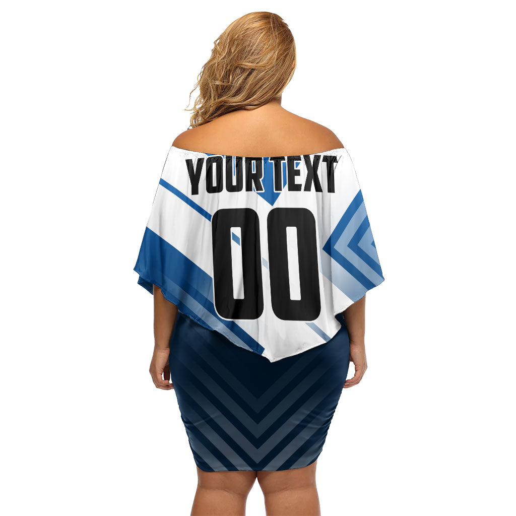 Personalized Scotland Football 2026 Off Shoulder Short Dress Scottish Soccer Red Lion Mascot Saltire Cross