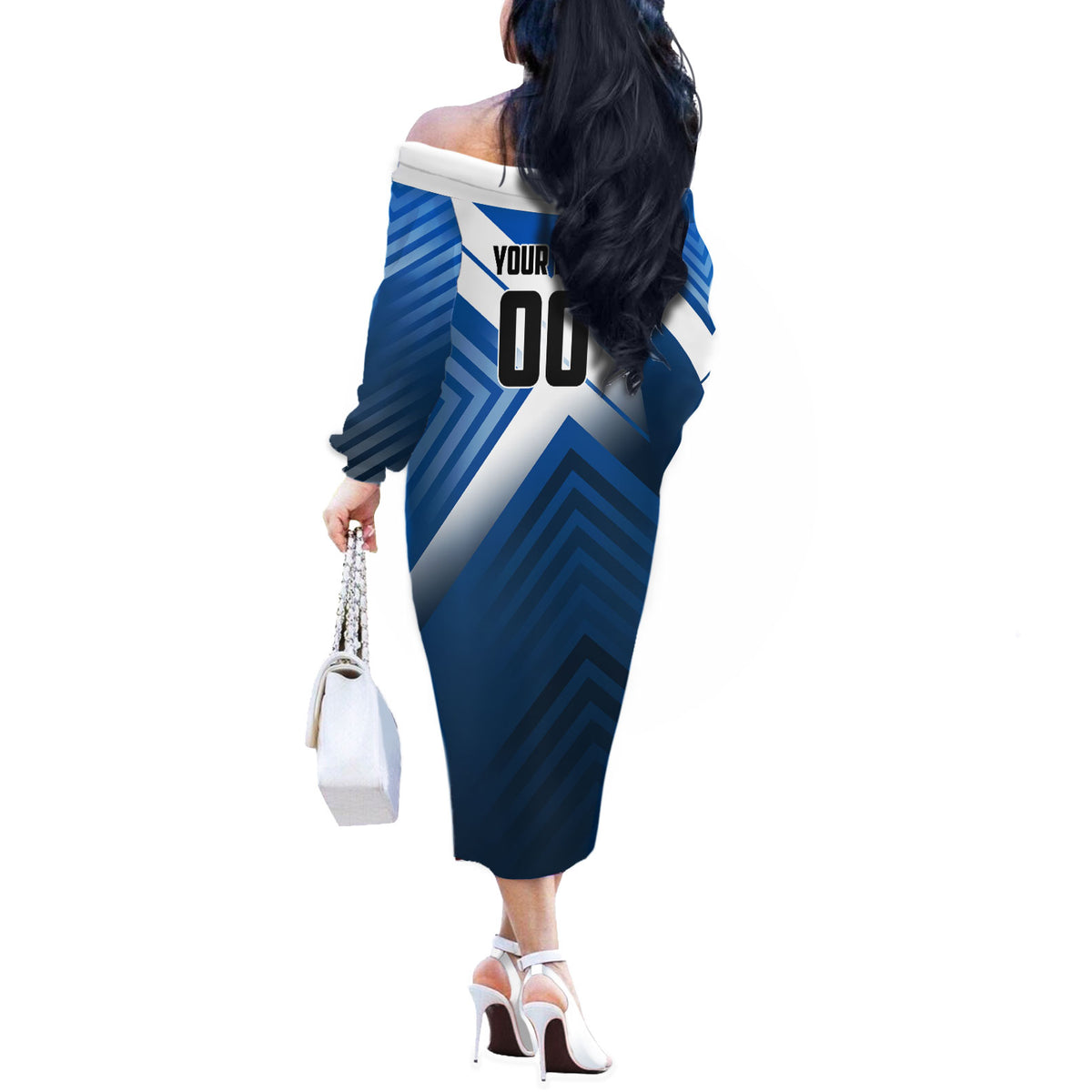 Personalized Scotland Football 2026 Off The Shoulder Long Sleeve Dress Scottish Soccer Red Lion Mascot Saltire Cross