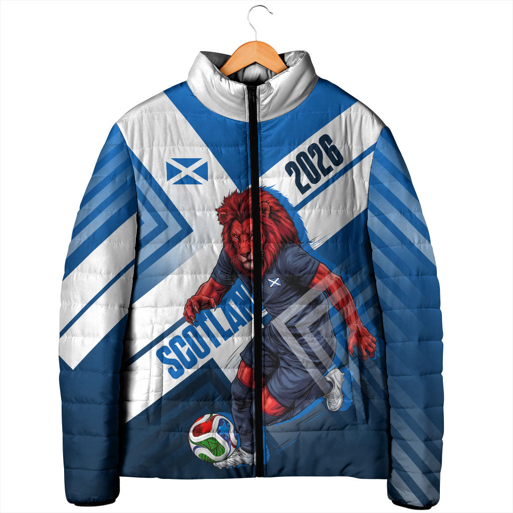 Personalized Scotland Football 2026 Padded Jacket Scottish Soccer Red Lion Mascot Saltire Cross