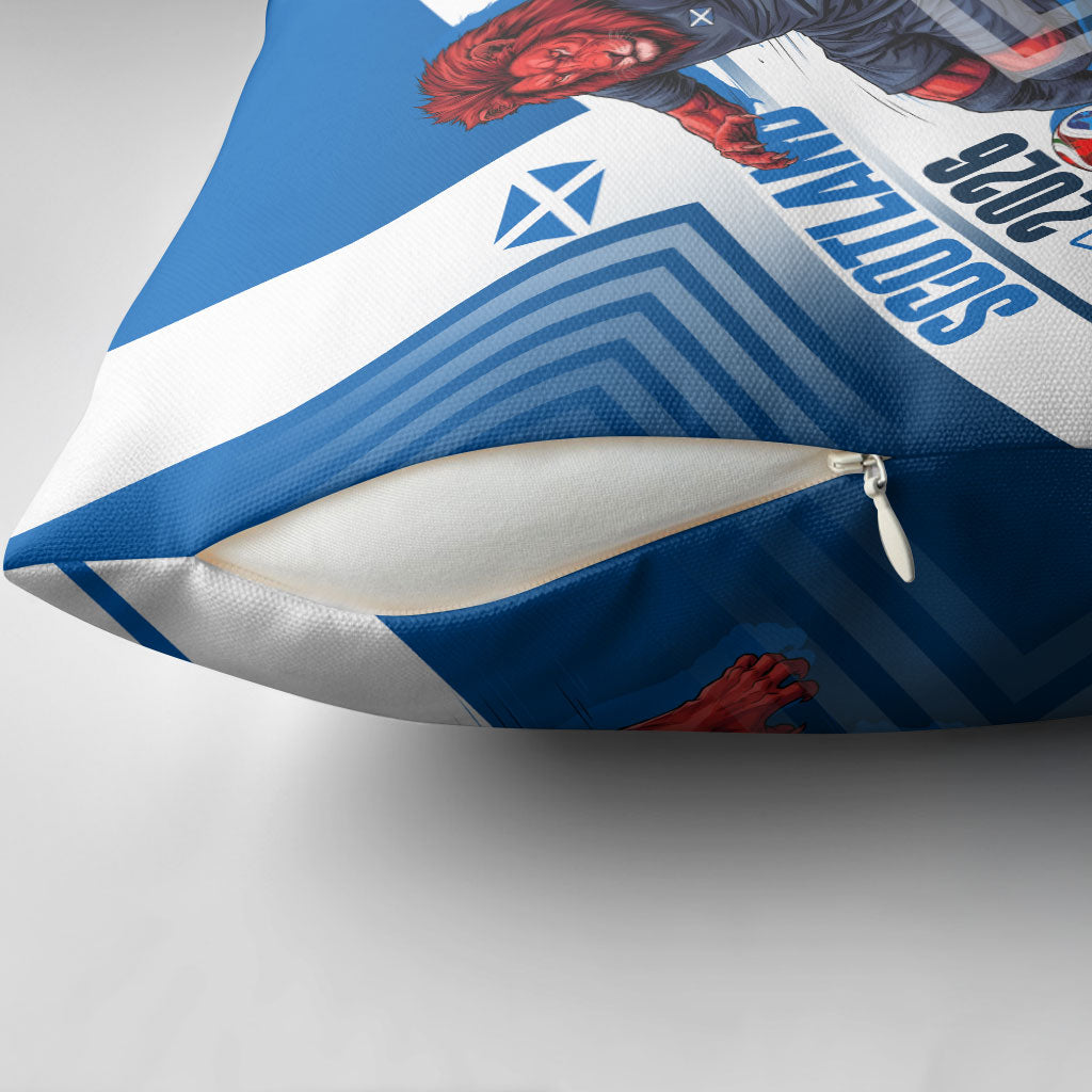 Personalized Scotland Football 2026 Pillow Cover Scottish Soccer Red Lion Mascot Saltire Cross