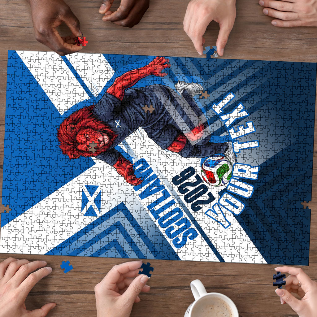 Personalized Scotland Football 2026 Puzzle Scottish Soccer Red Lion Mascot Saltire Cross
