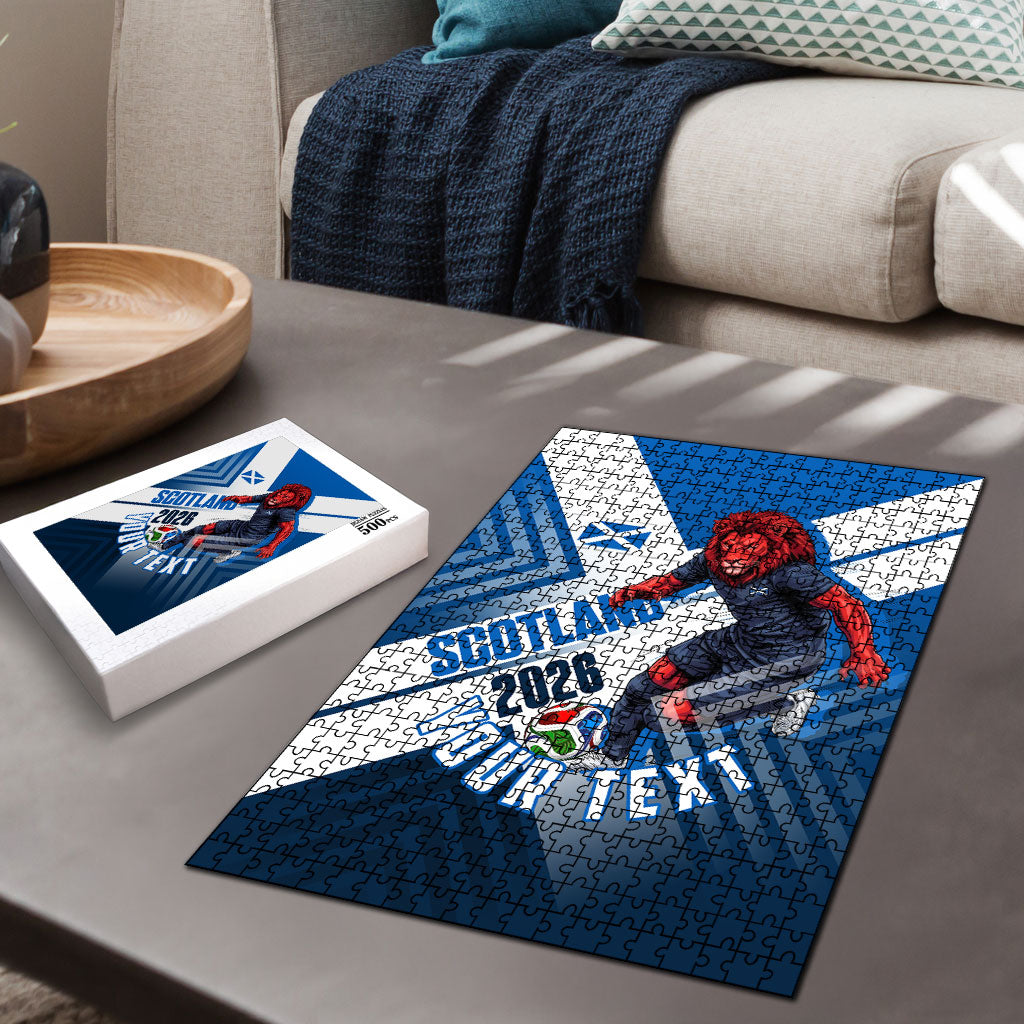 Personalized Scotland Football 2026 Puzzle Scottish Soccer Red Lion Mascot Saltire Cross