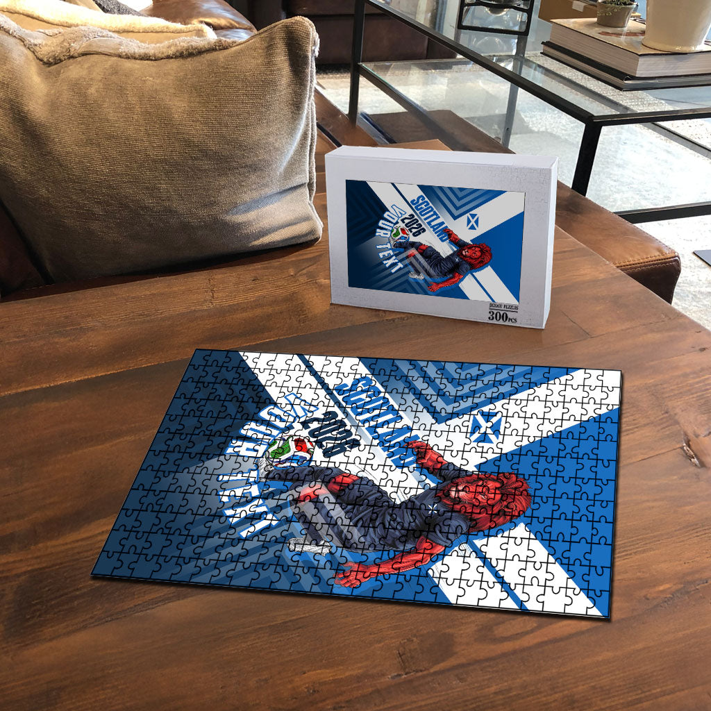 Personalized Scotland Football 2026 Puzzle Scottish Soccer Red Lion Mascot Saltire Cross