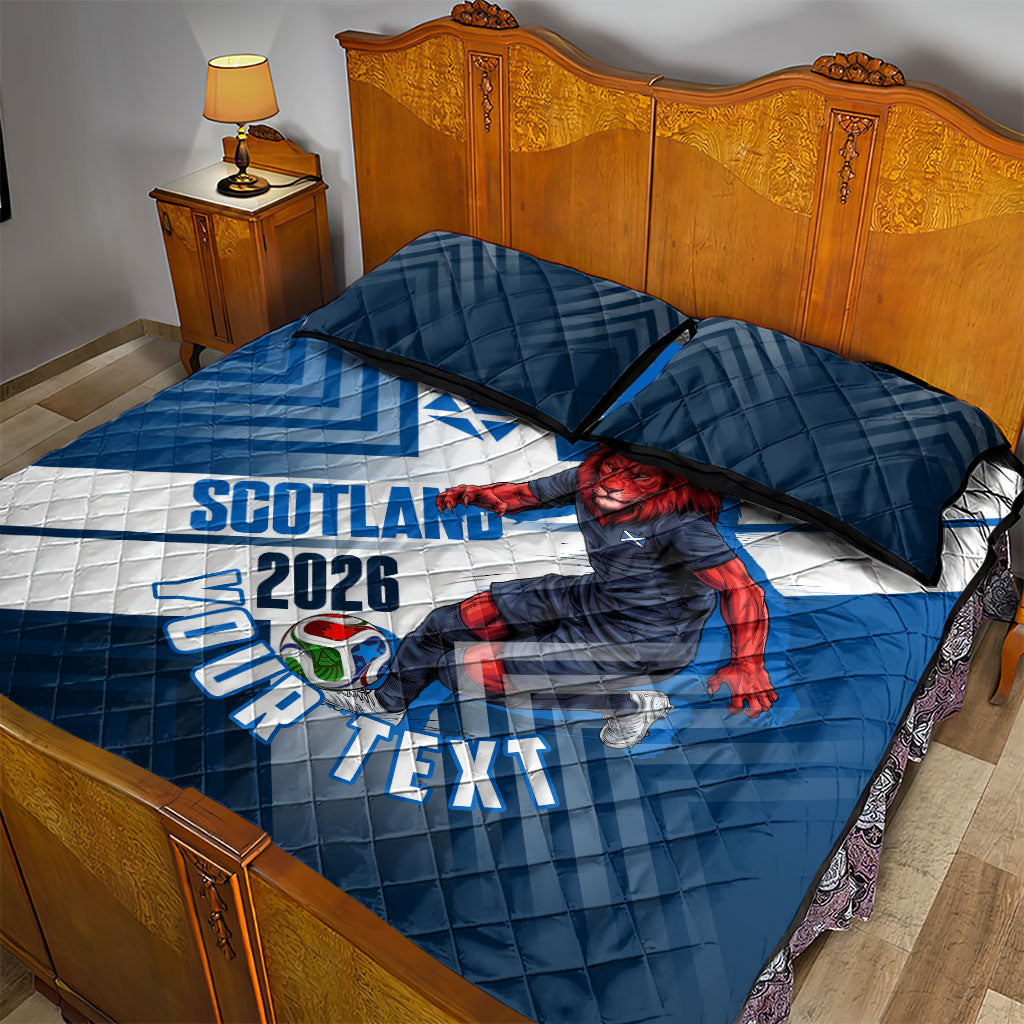 Personalized Scotland Football 2026 Quilt Bed Set Scottish Soccer Red Lion Mascot Saltire Cross