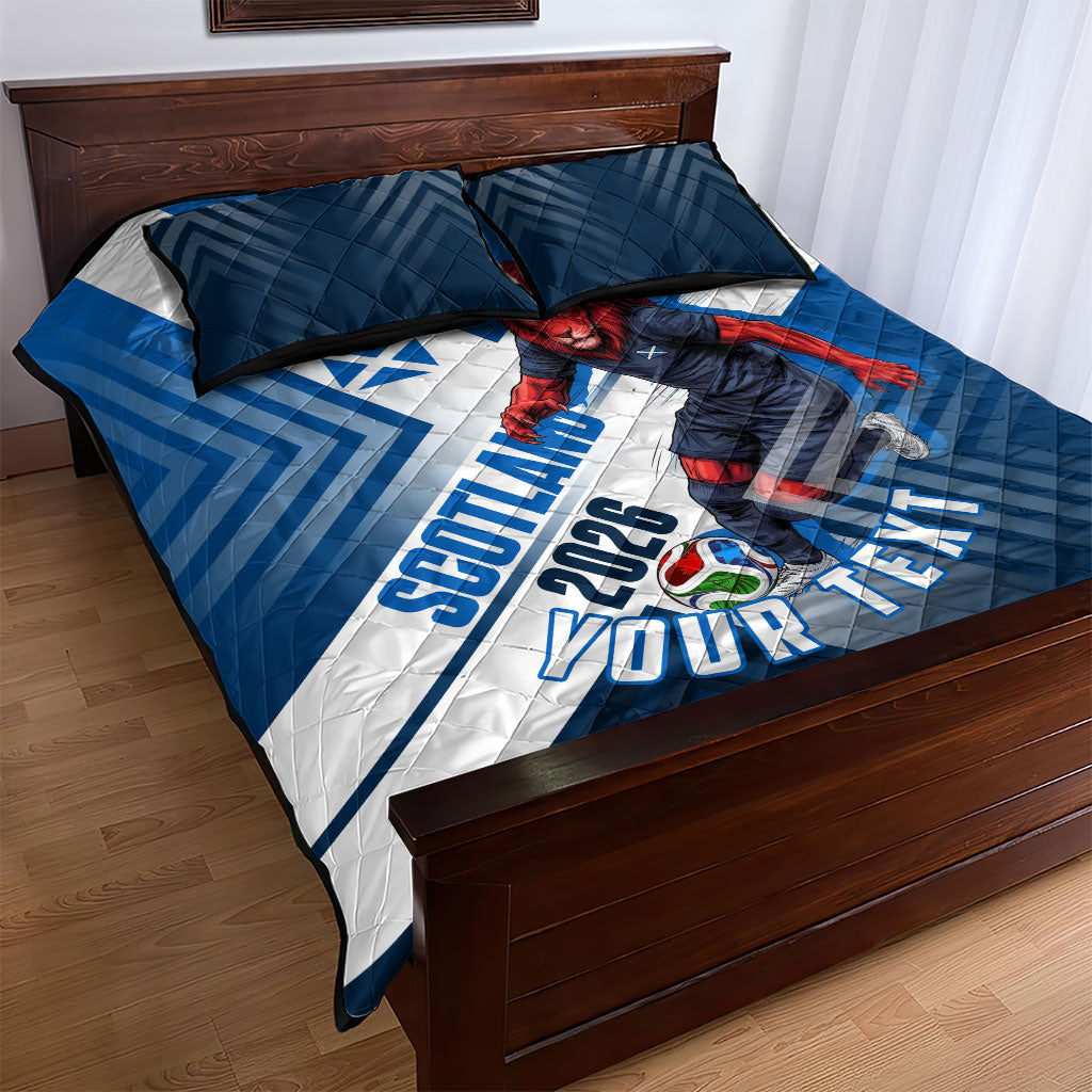 Personalized Scotland Football 2026 Quilt Bed Set Scottish Soccer Red Lion Mascot Saltire Cross